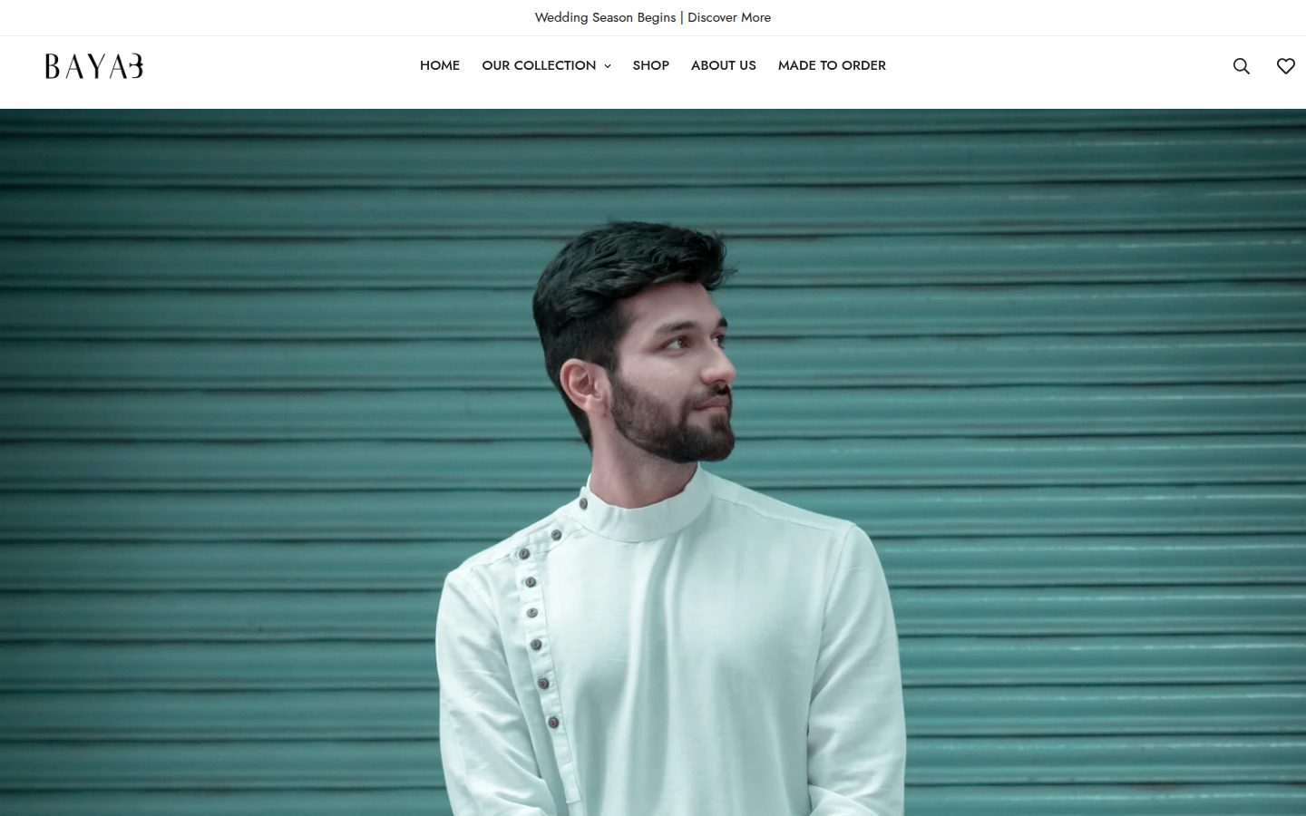 BAYA Studio storefront homepage on desktop