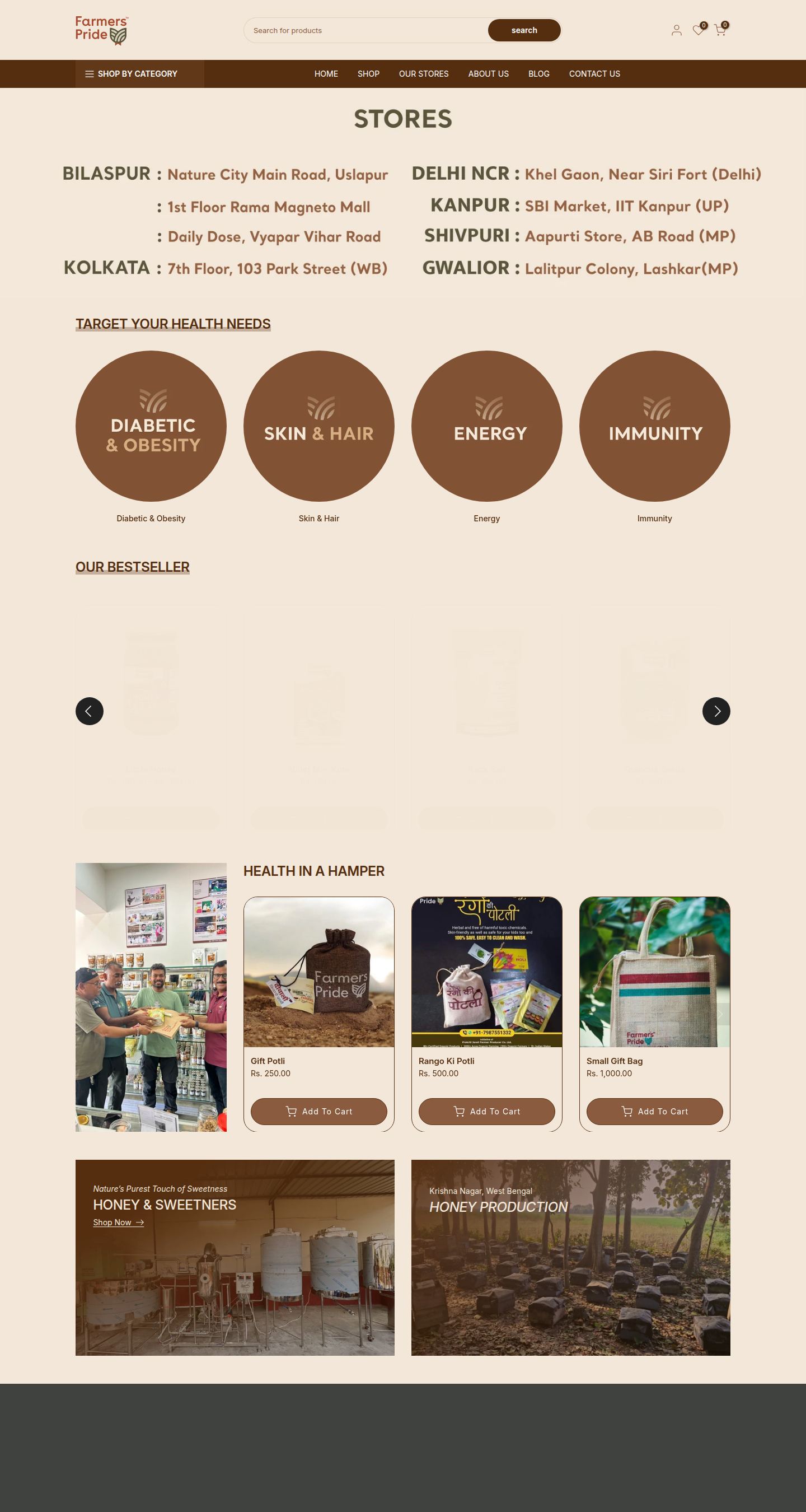 Farmers Pride storefront below the fold