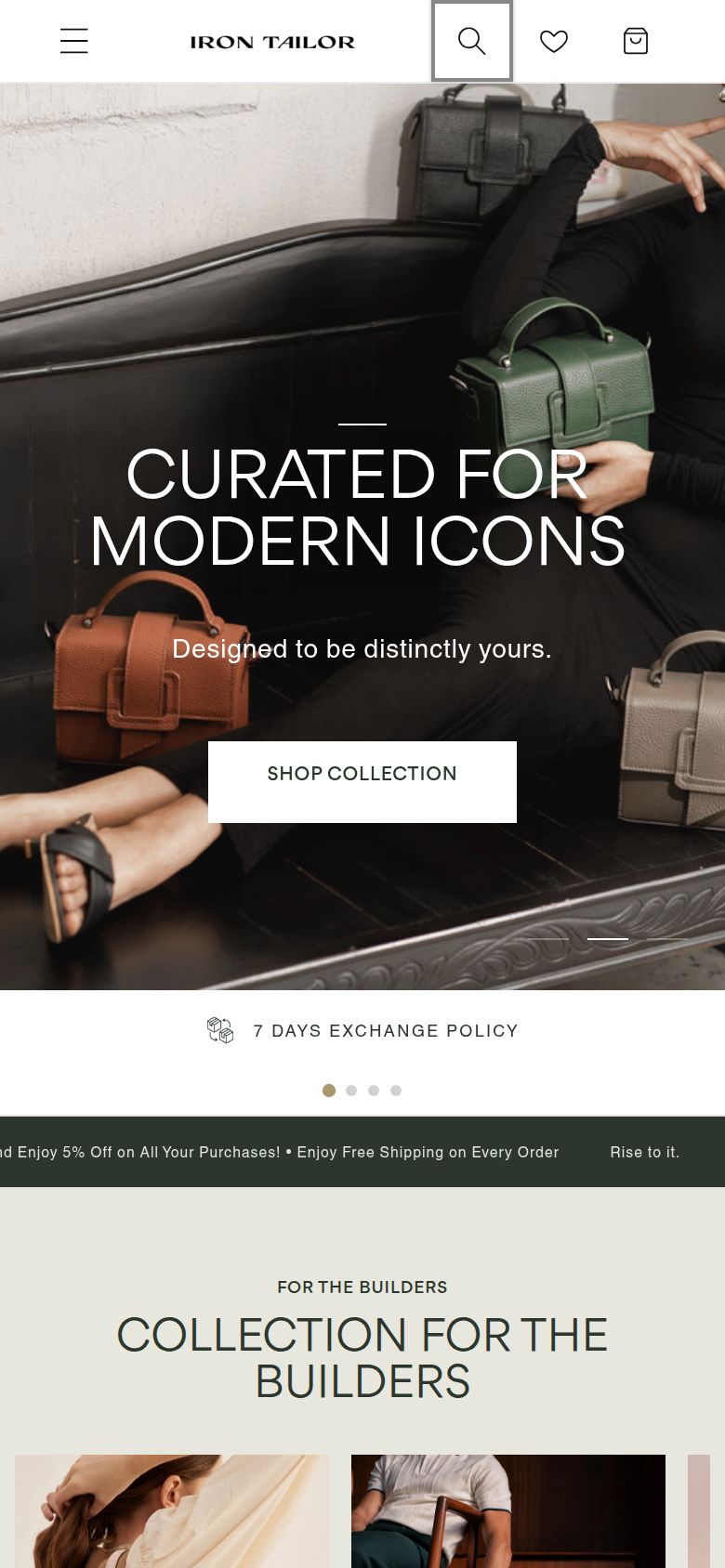 Iron Tailor storefront on a phone