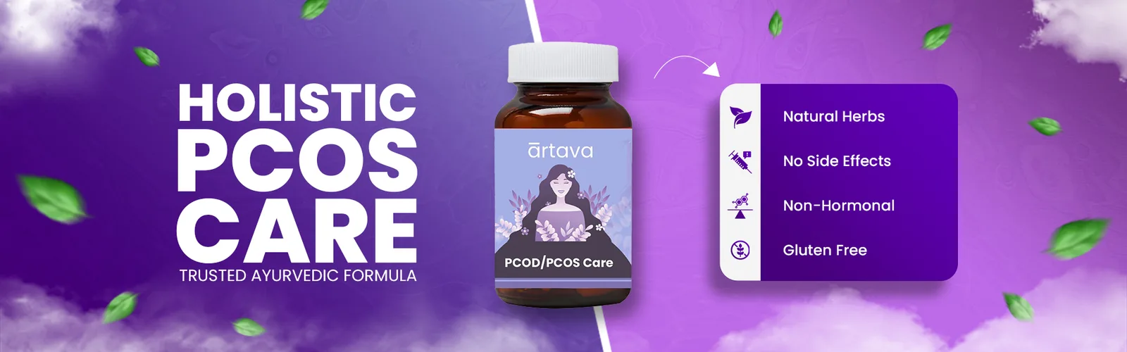 Supplement banners in purple and lilac