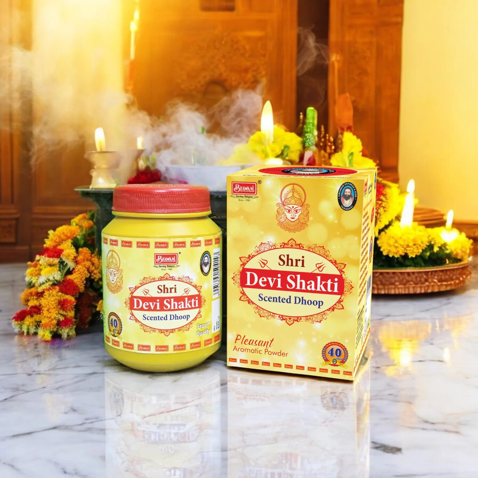 Dhoop jar and box at a puja