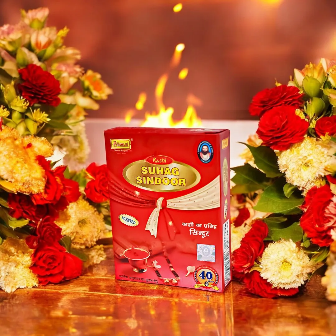Sindoor pack among red roses