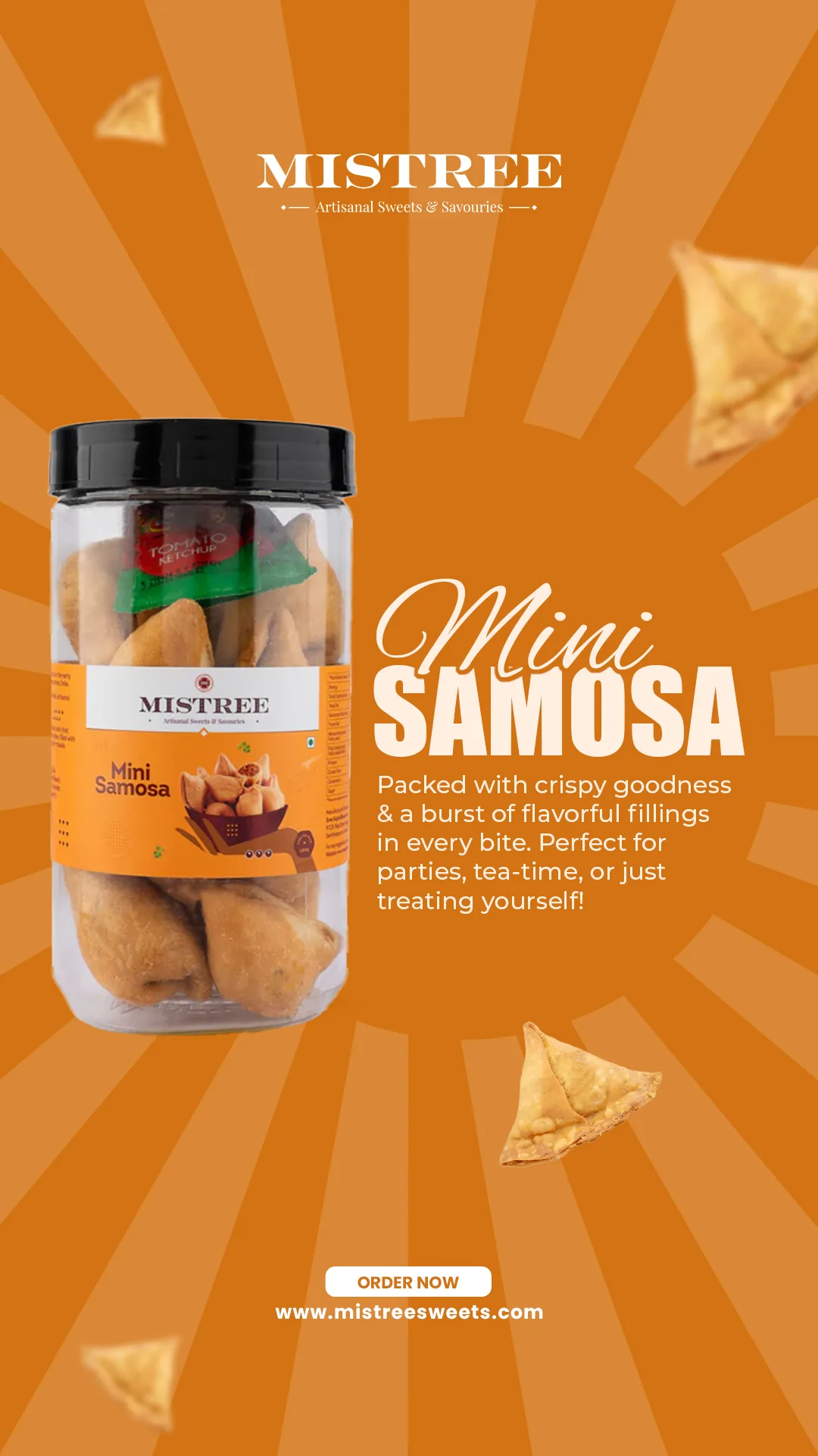 Story ads for samosas, khatai, cookies and raj bhog