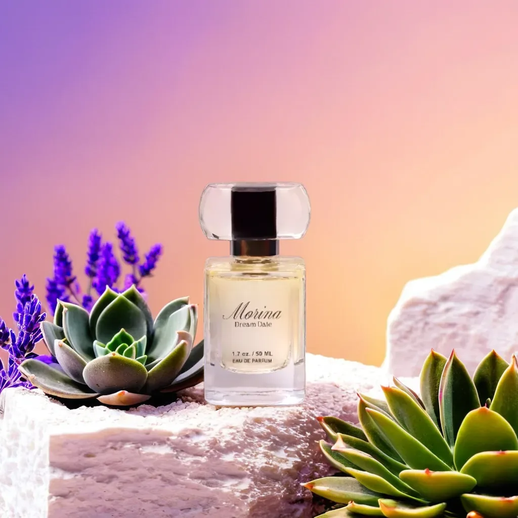 Dream Date perfume on stone and marble