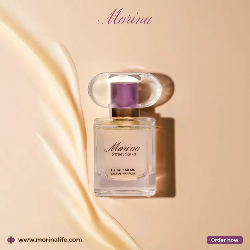 Perfume bottle on cream silk