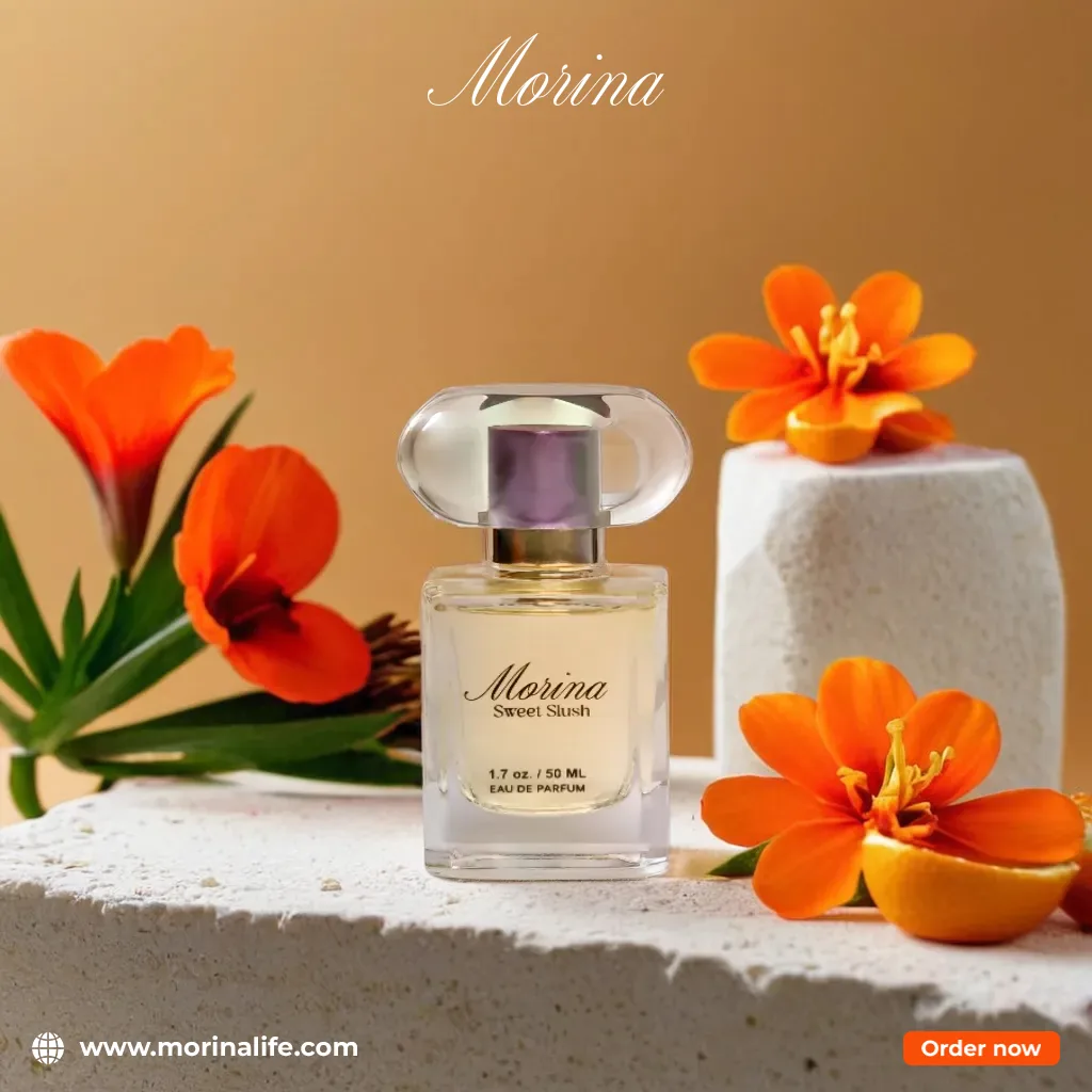Perfume bottle with orange blossoms