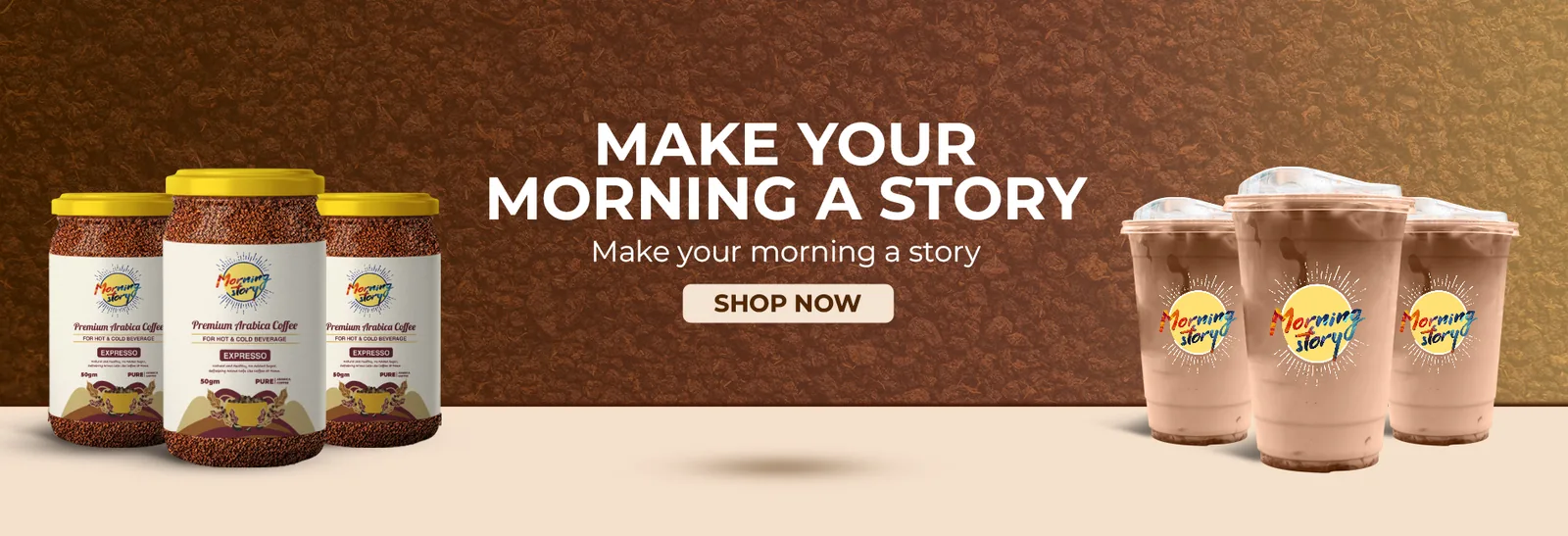 Website banners with jars and iced coffee