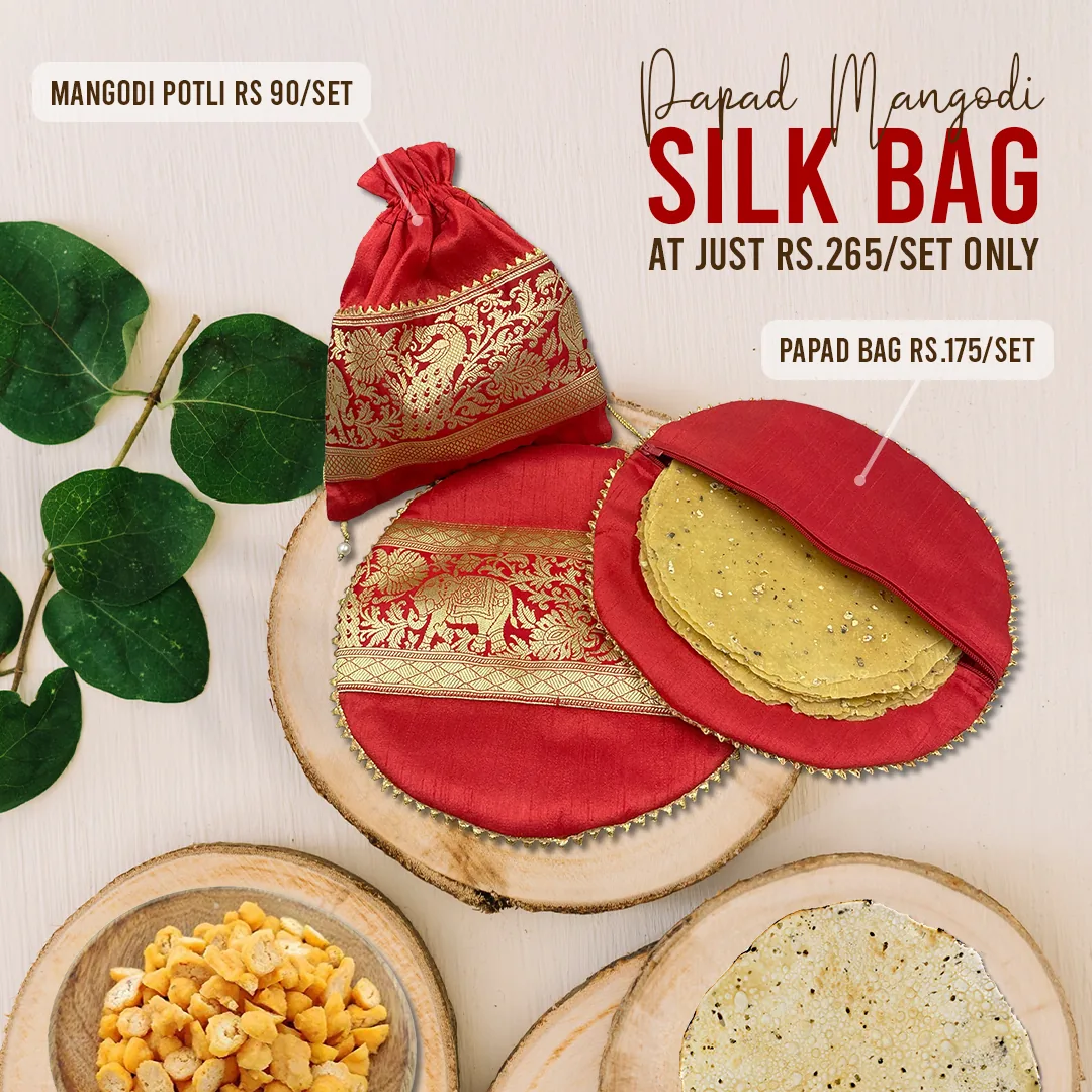 Red silk papad and mangodi bags