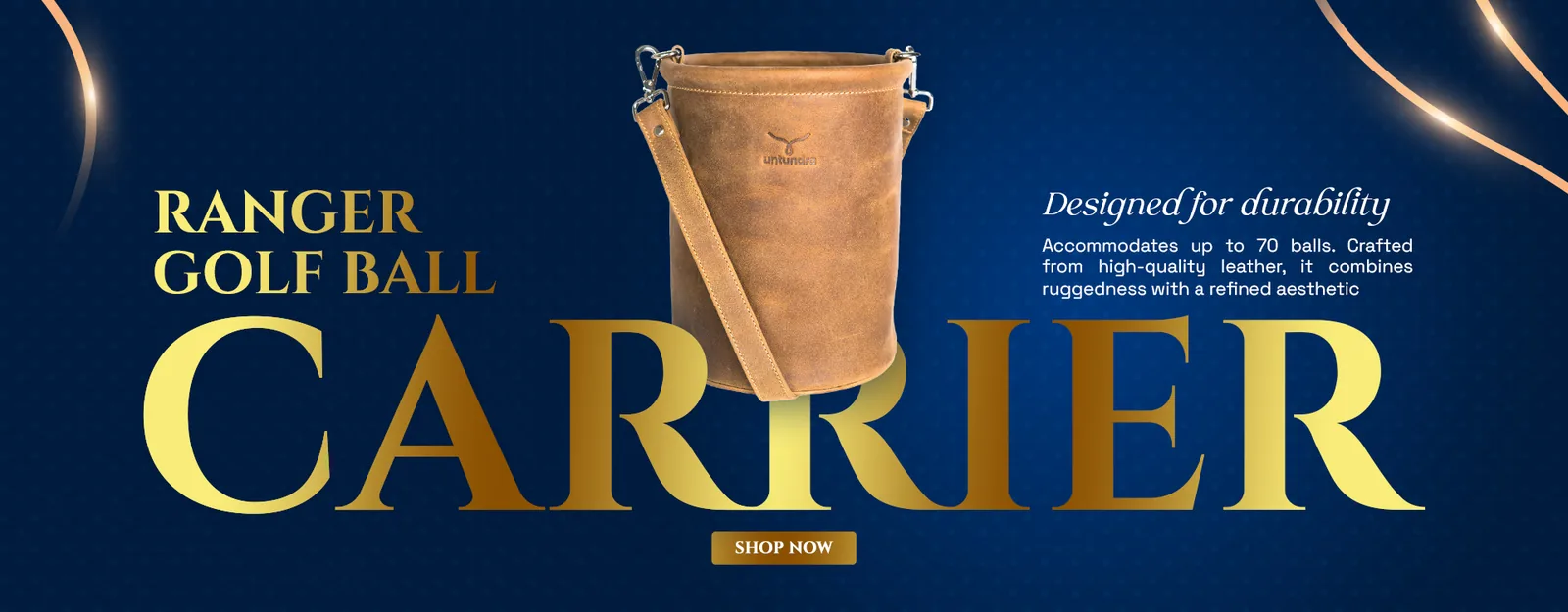 Leather bag banners with gold lines