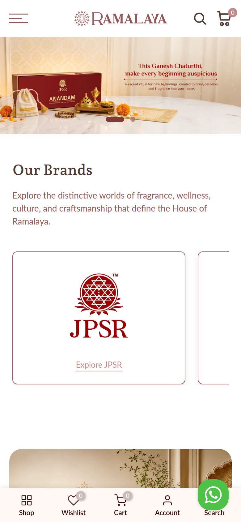 Ramalaya storefront on a phone