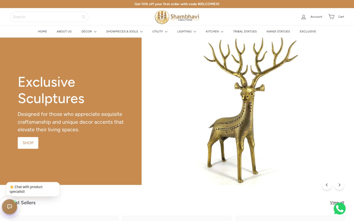 Shambhavi Creations storefront homepage on desktop