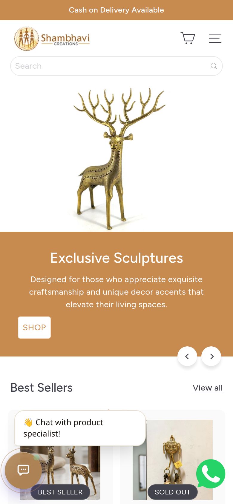 Shambhavi Creations storefront on a phone