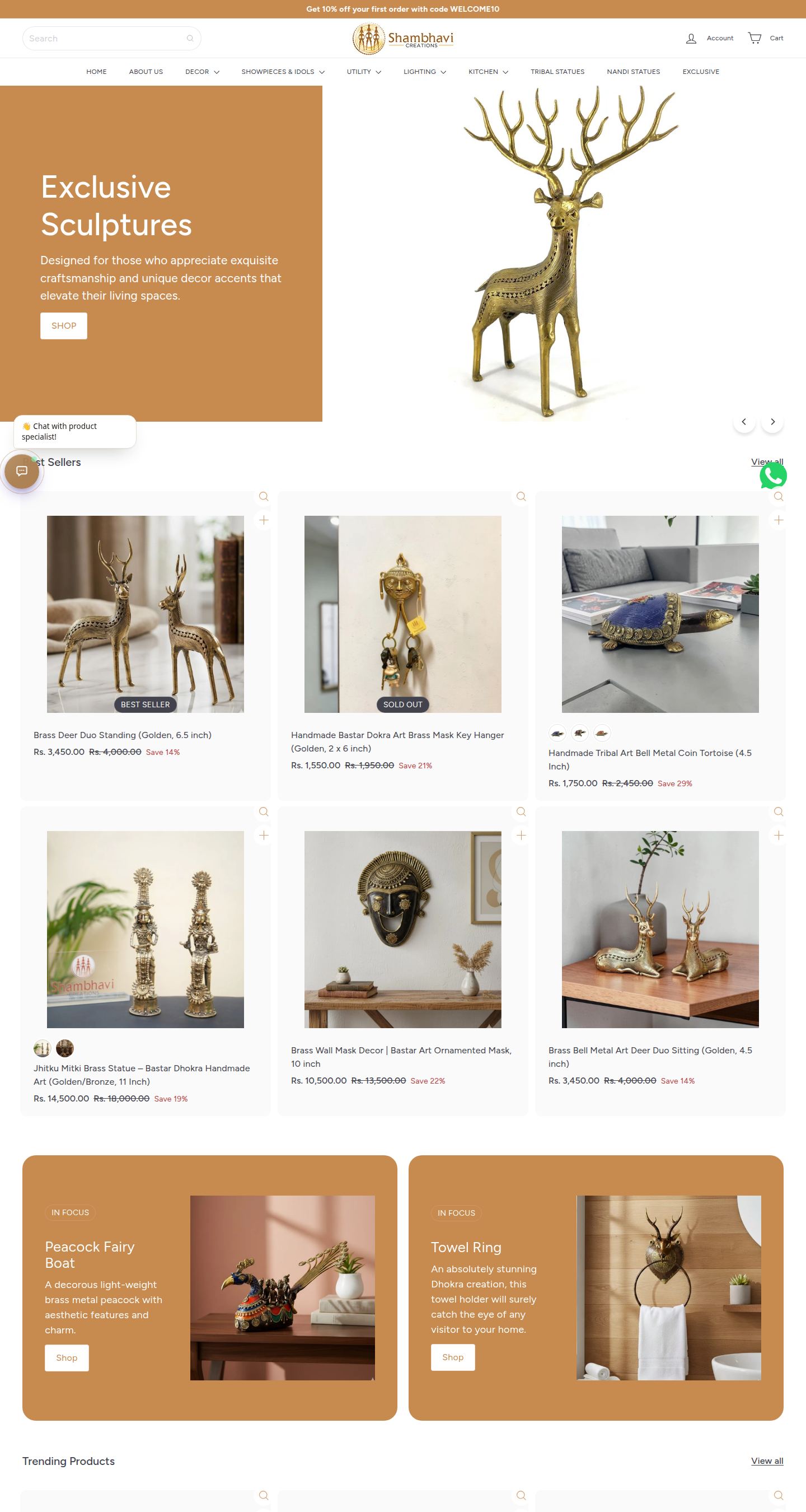 Shambhavi Creations storefront below the fold