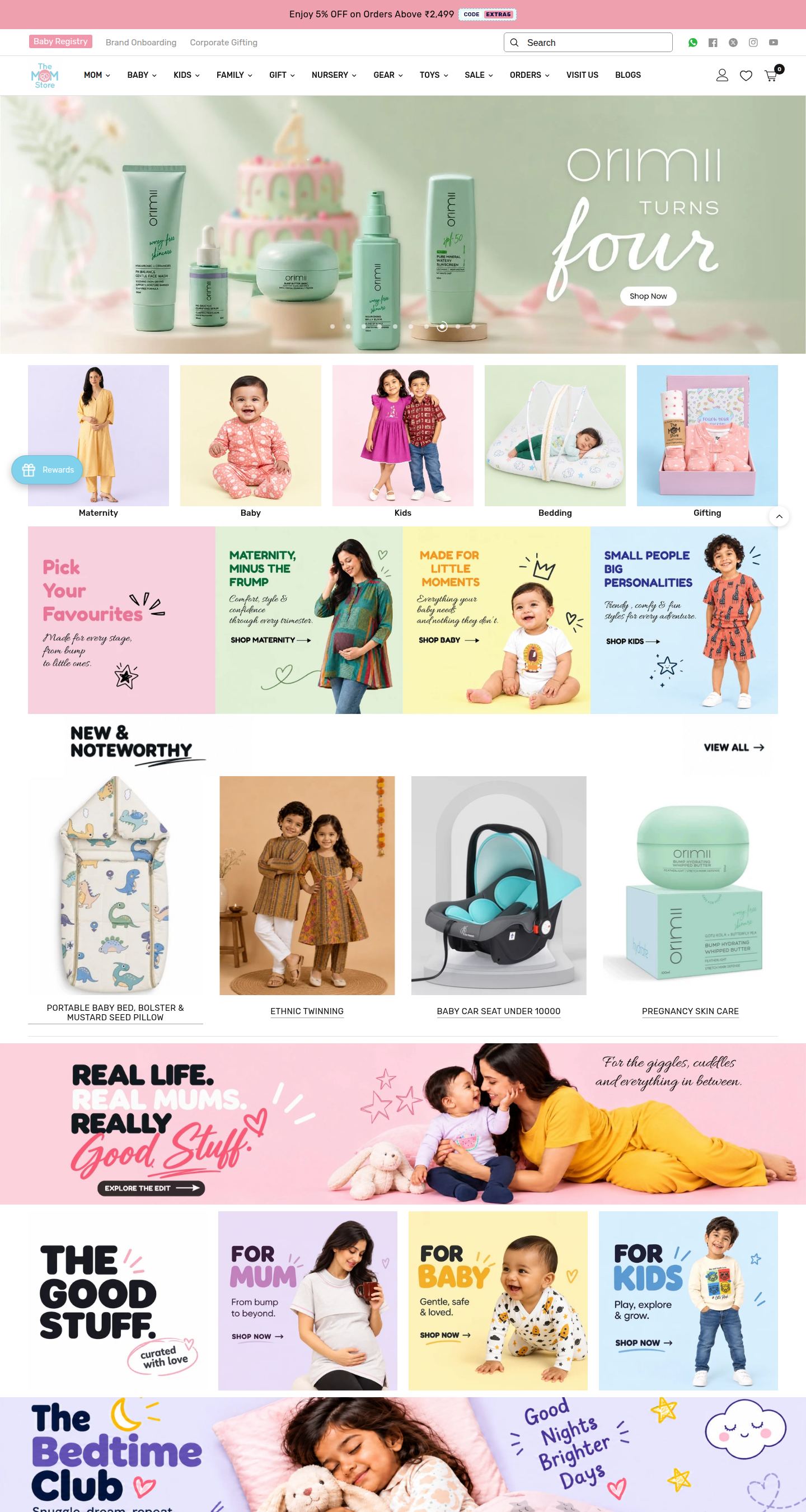 The Mom Store storefront below the fold