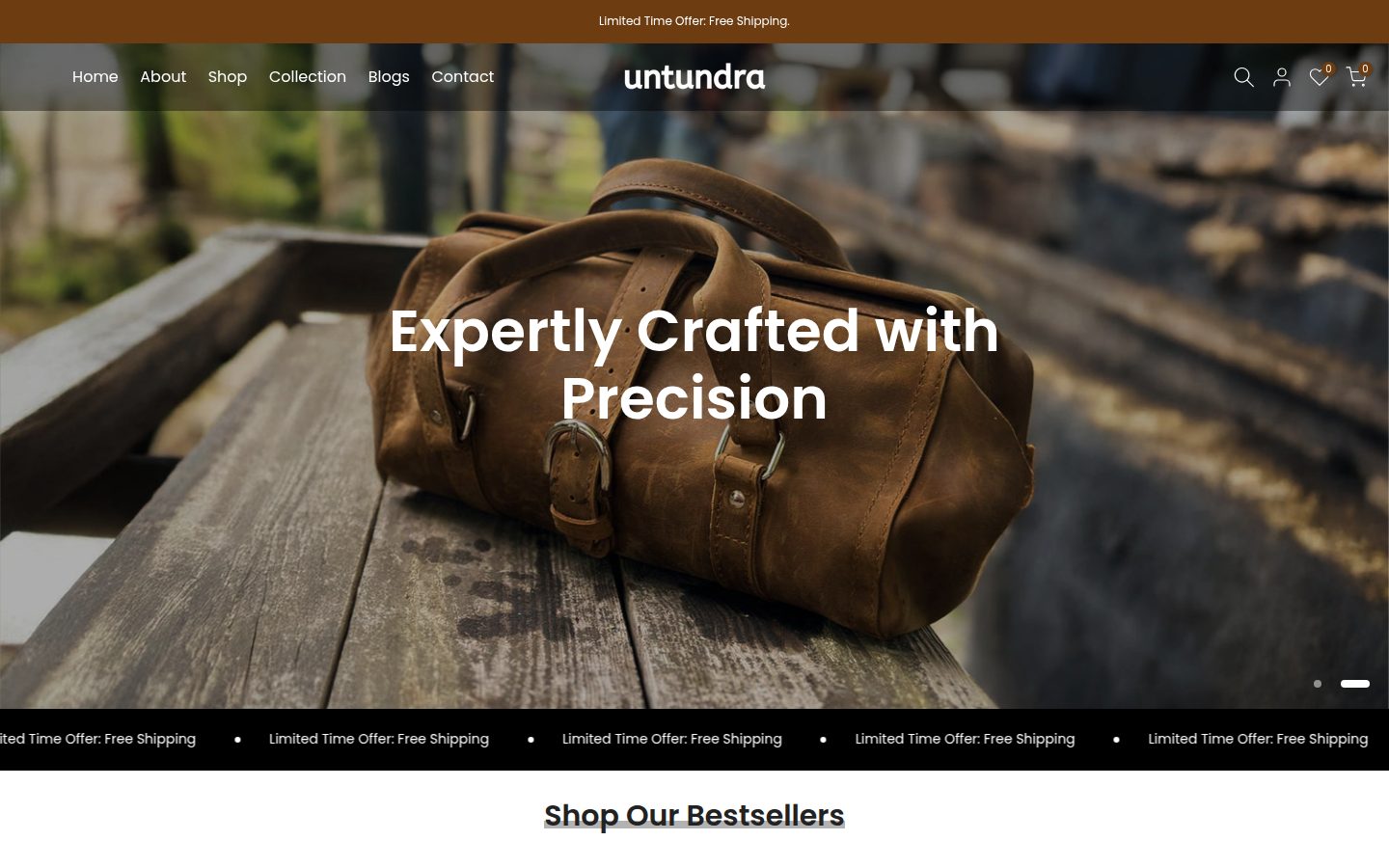 untundra storefront homepage on desktop