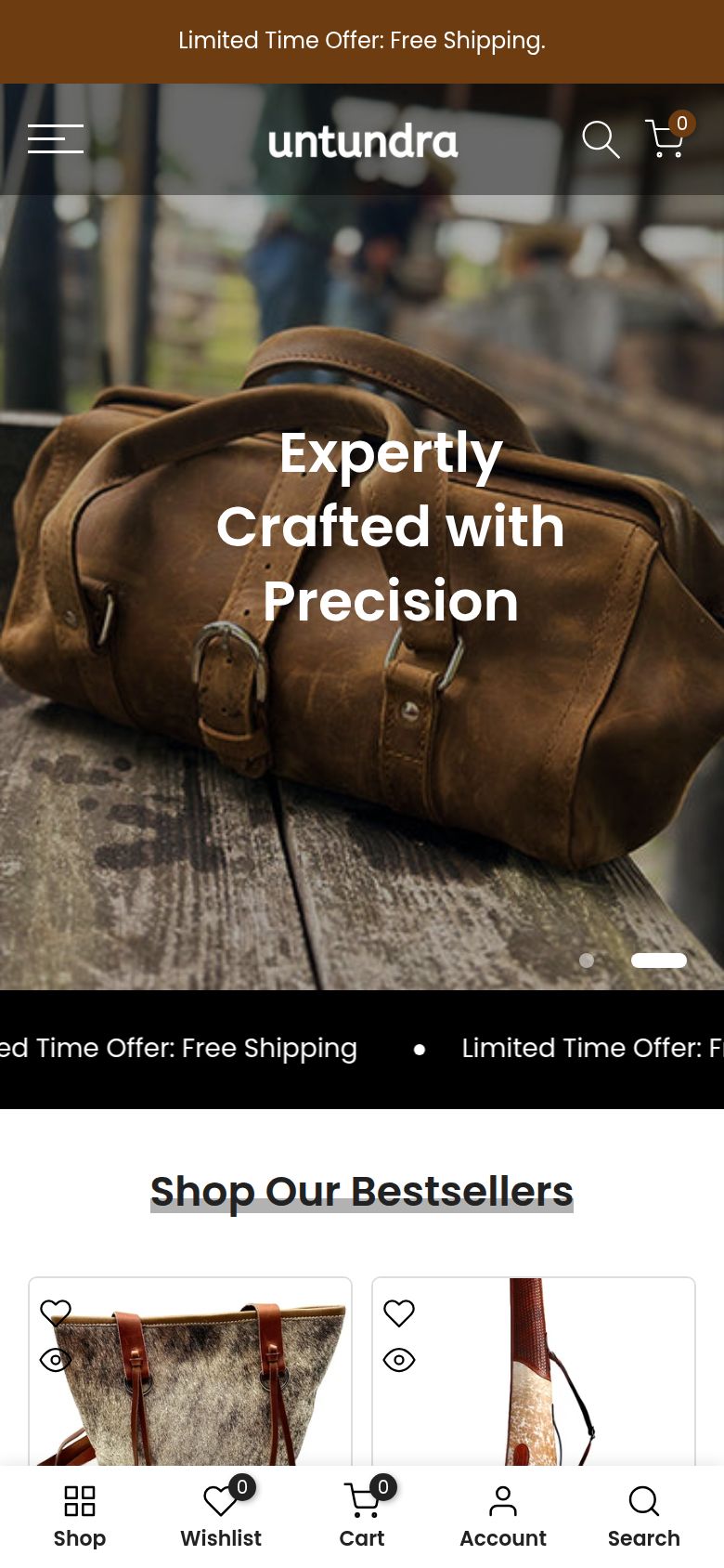 untundra storefront on a phone