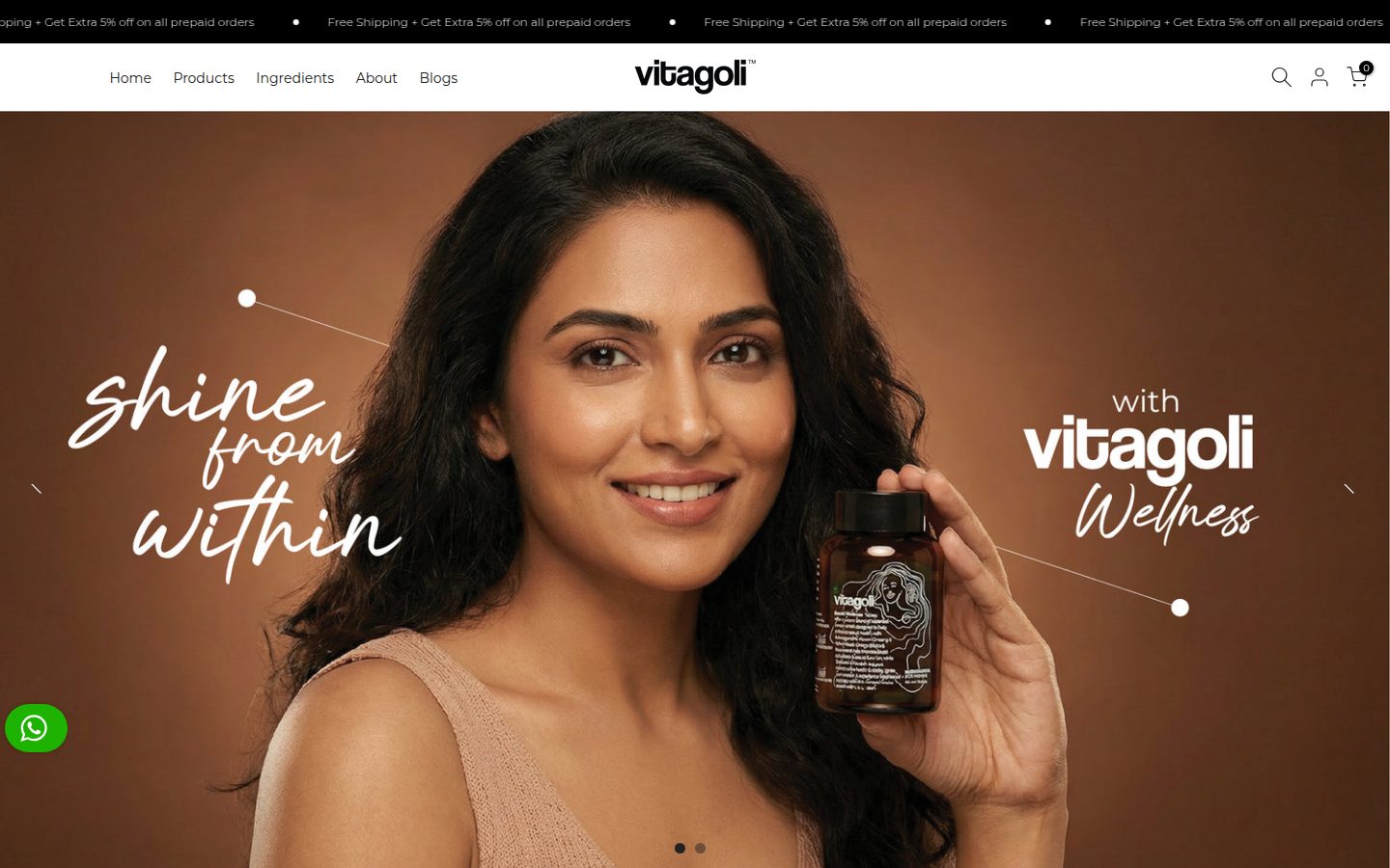 vitagoli storefront homepage on desktop