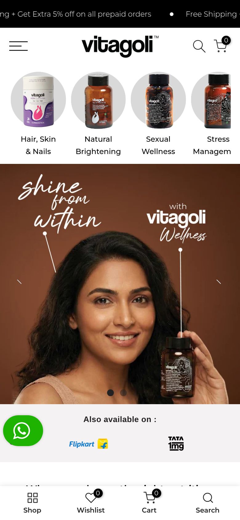 vitagoli storefront on a phone