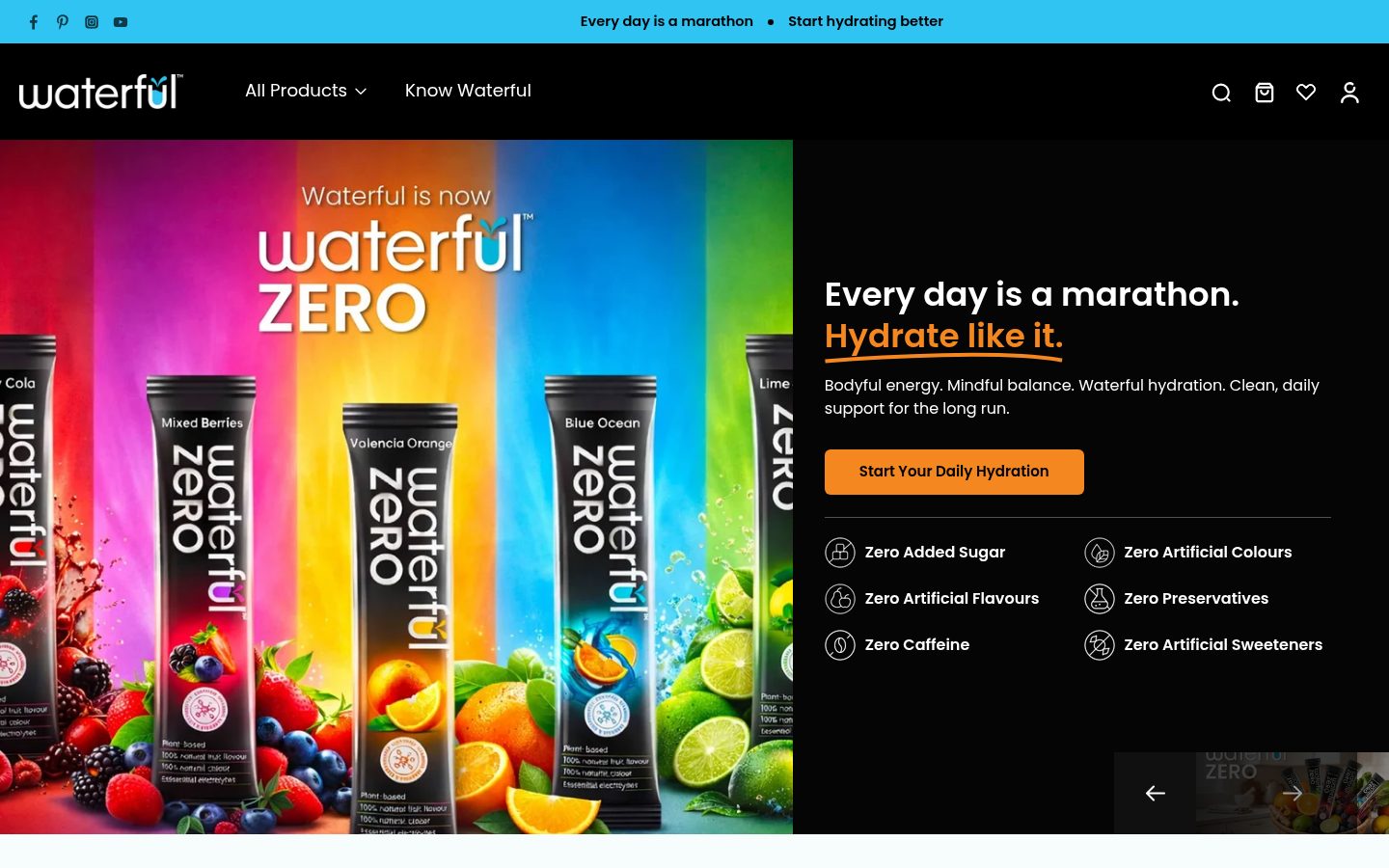 Waterful storefront homepage on desktop